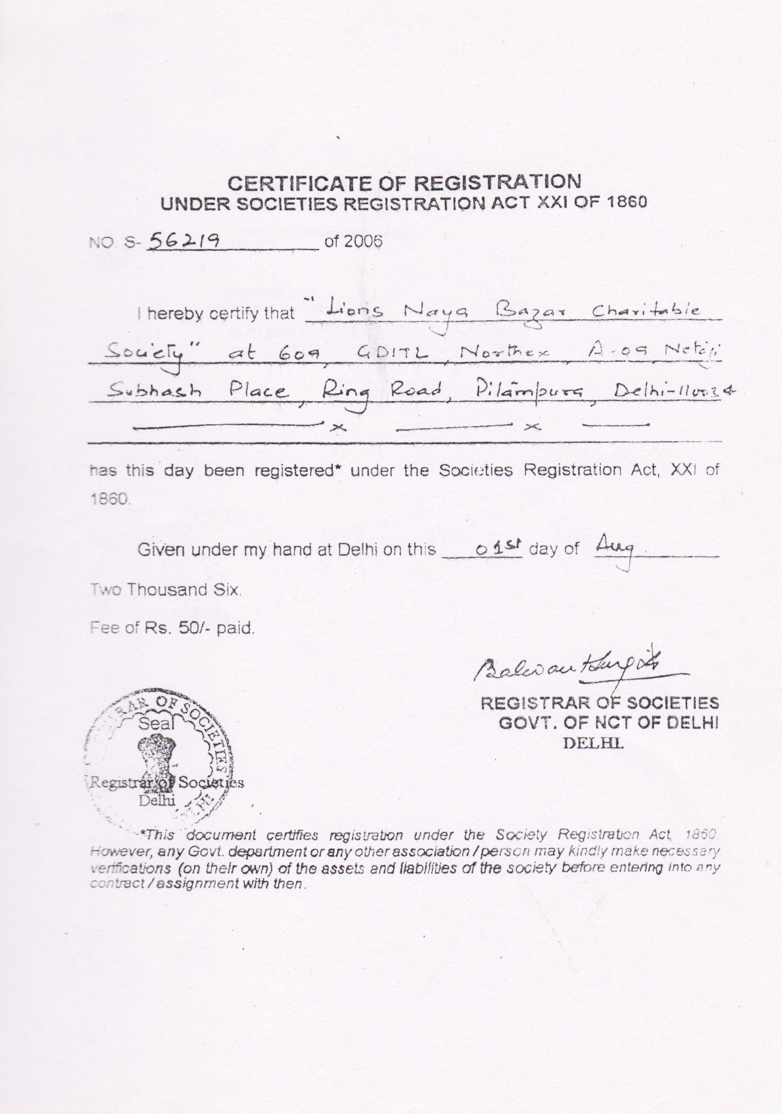 Society Registration